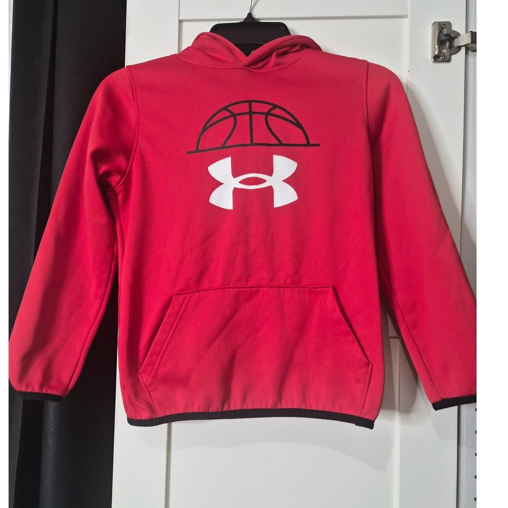 Under Armour Boys Red Basketball Hoodie  Size Youth Medium  Pullover